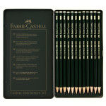 Boîte en métal de 12 crayons graphite CASTELL 9000 DESIGN