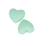 Perles en silicone Cœur 2,9 x 1,9 x 1,2 cm - vert d'eau - 2 pcs