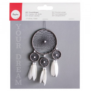Attrape-rêve en Kit 17 x33 cm Blanc et Gris