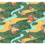 Papier Japonais 52 x 65,5 cm 100 g/m² Rivière dorée fond vert
