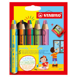Crayons de couleur woody 3 in 1 duo 5 pcs + 1 Taille crayon - STABILO