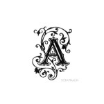 Tampon bois - Alphabet arabesque A - 2,4 x 1,8 cm